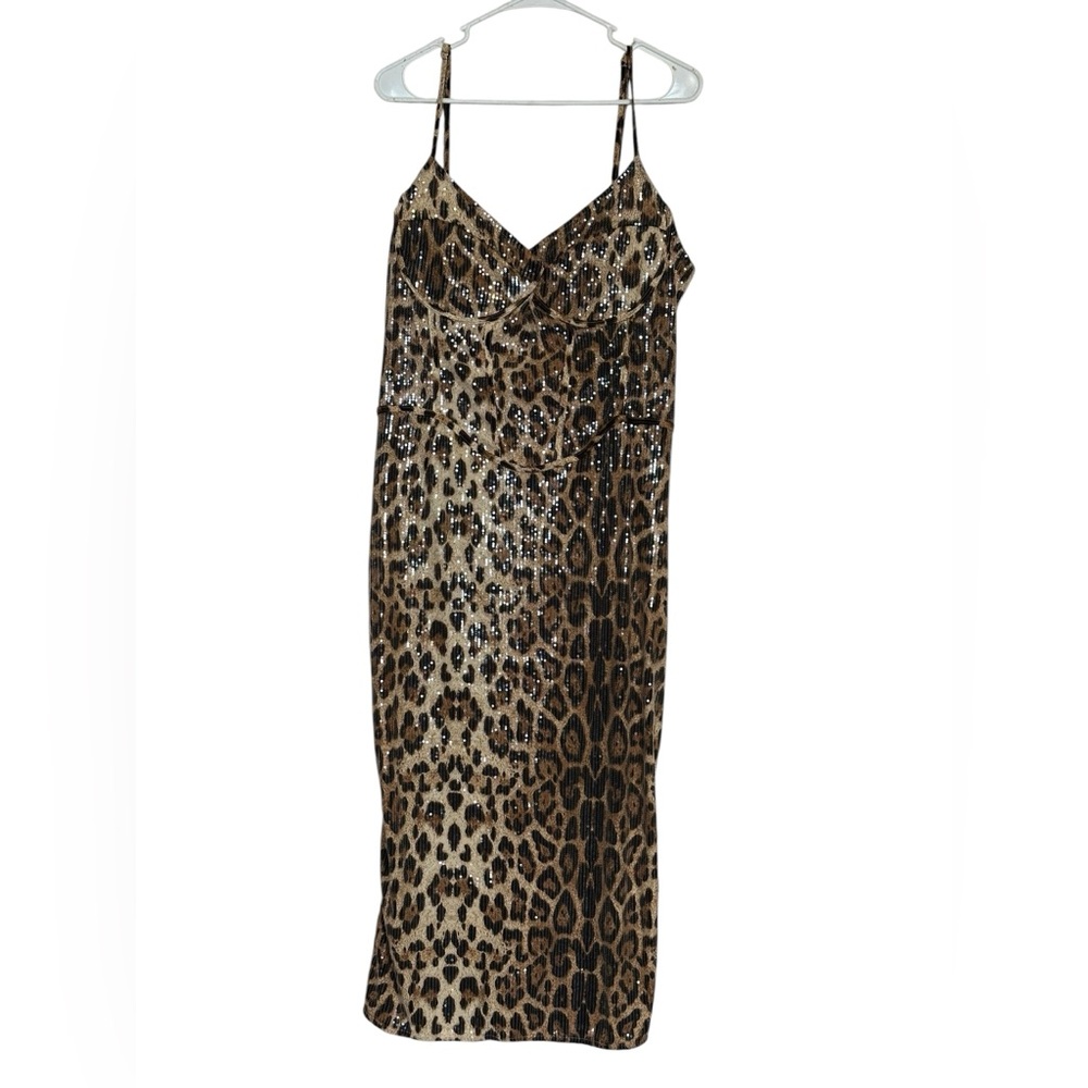 PrettyLittleThing Plus Leopard Maxi Dress Size 18 Bodycon NWT